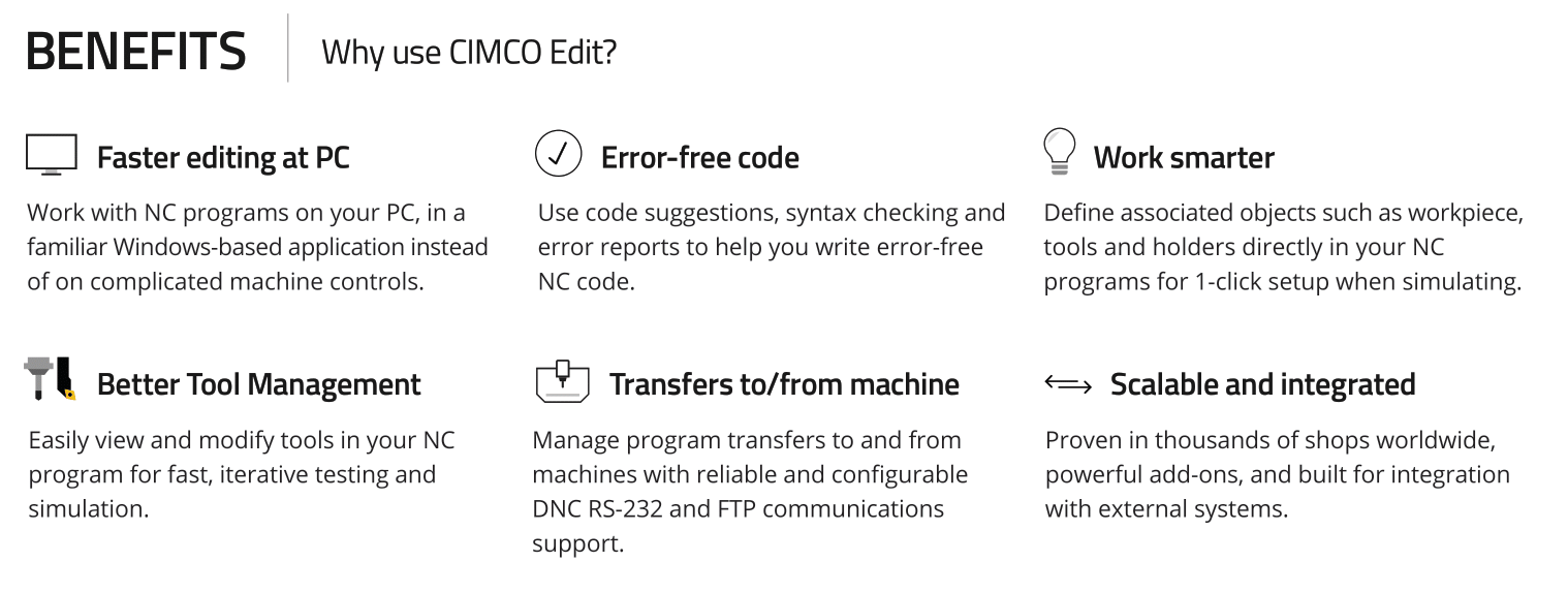 CIMCO EDIT benefits