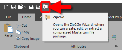 Select Zip2Go from the Quick Access Toolbar